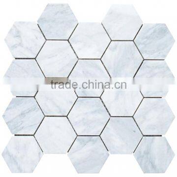 MM-CV250 Economic modern home design natural stone white carrara marble hexagon mosaice tiles