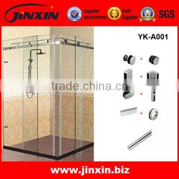 Stainless Steel Sliding and Folding Glass Frameless Shower Doors, Movable Glass Partition System