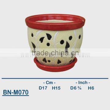 Vietnamese Ceramic Sandblasting Mini Flower Pot BN-M070