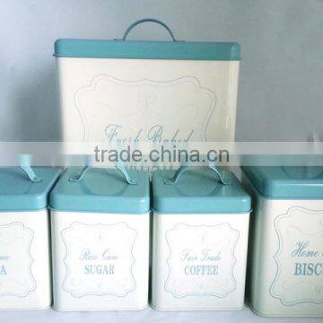 Hot Sale Square Kitchen Storage Set of 5 Bread Bin Coffee/Tea Canister photo-2