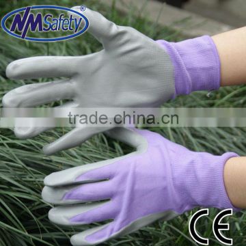 NMSAFETY purple nitrile safety hand gloves manufacturer slip resistant gloves