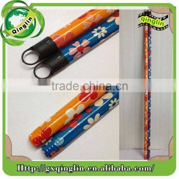 Little Black Plastic Cap Wooden Broom Handle With Flowers Pvc Coated photo-6
