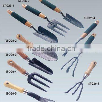 Gardening Hand Tools with Carbon Steel Head, Wood Handle