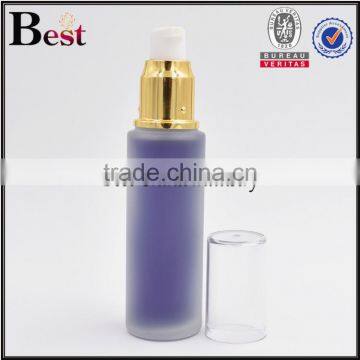 50ml High Grade China Empty Frosted Glass Bottle With Gold Aluminum Pump Pet Cover for Lotion Cosmetic Packaging photo-2