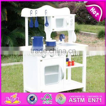 2017 New Design Children Pretend Play White Wooden Toy Kitchen Play Set W10C045W photo-3
