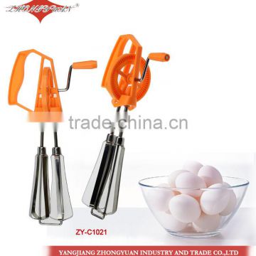 ZY-C1021 10" Classic Rotary kitchen whisk tools stainless steel egg beater with pp handle