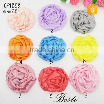 Fashion custom rolled satin rose flower brooch for wedding