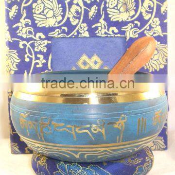 High Quality Colored Handmade in Nepal Tibetan Healing Singing Bowl