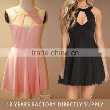 Women Sexy Scuba Black Cut-Out Summer Dress 2015