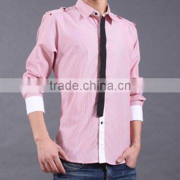 2017wholesale top quality pink men office shirt