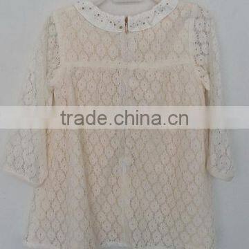 Baby Girls Beige Embroidered Coat for Autumn photo-2