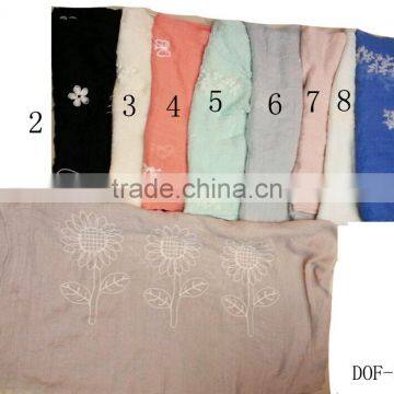 Fashion Hot Stitching Floral Rose Butterfly Sunflower 100%cotton Scarf photo-3