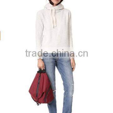 women sweatshirt with double hooded design specialized hooded with decorated wire Long sleeve fleece with rib hem