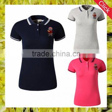 Wholesale fashion fit skinny high quanlity embroidery design women tshirt custom clothing manufactures women polo shirts