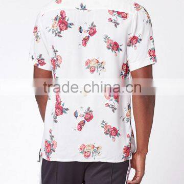 2017 Floral Short Sleeve Button Up Camp Shirt