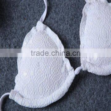 M742 D.Y Fashion 2016 Ladies White Lace Split Bikini Swimwear Beachwear photo-4