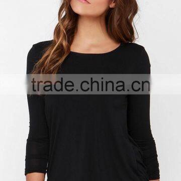 2015 Fashion Lady Long Sleeve Twist Back High Neck Backless Blouse photo-4