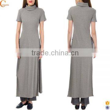 Extra long t-shirt custom longline t shirt women turtle neck tshirt