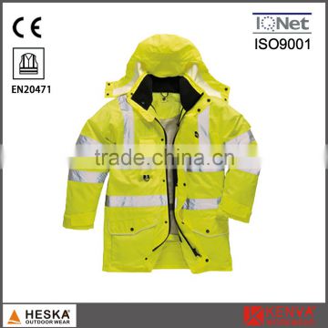 OEM high visibility 300D 3 in 1 reverse safety 3m reflective jacket