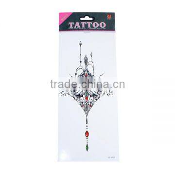 Paper Removable Waterproof Temporary Sternum Tattoo Sticker Body Art Black Flower Pattern Temporary Tattoos For Men