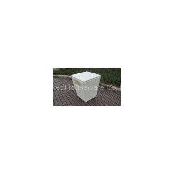 All Weather White PE Rattan Storage Box White Aluminum Frame