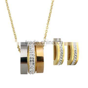 Necklaces Women 2017 Rhinestone Stainless Steel Necklace Wedding Jewelry Set photo-2
