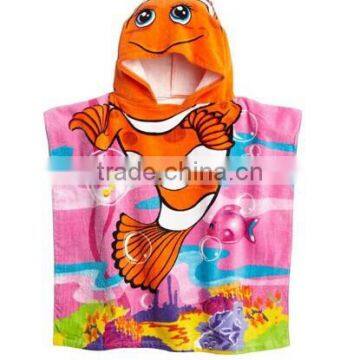 100% Cotton Printed Kids Beach Towel Hoodie