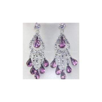 Vintage Rhinestone Earrings Amethyst Water Drop Earring