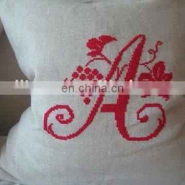 white linen cushion covers with monogram