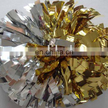 gold and silver metallic cheerleading pom poms