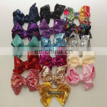 Hot sale big bow with Metal Hair Clips 12cm sequin bow alligator Clips for kids