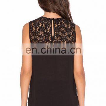Black Lace With Half Sheer Material Images of Ladies Casual Tops photo-4