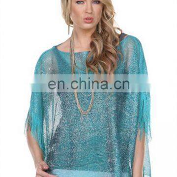 Metallic Mesh woman polyester thin poncho