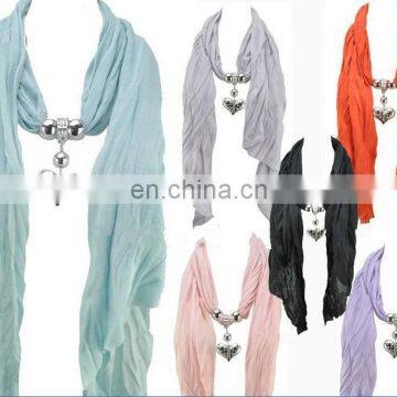 Shinny silver polyester fashion women scarves with jewelry