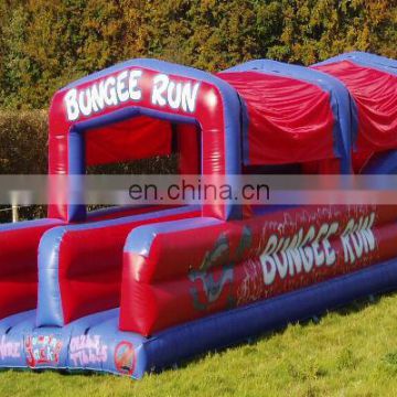 double lane inflatable bungee run in cover , boungee run with cover