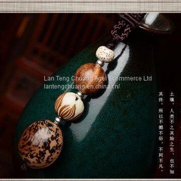 The long winter sweater chain necklace pendant all-match simple folk style female ornaments, linden wood Pendant