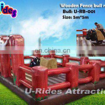 Flashing eyes Mechanical Inflatable bull rodeo with western inflatable mat