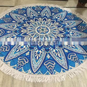 72" Indian Hippie Bue Star Ombre Mandala Round Roundie Tapestries Hippy Boho Gypsy Cotton Round Beach Throw Yoga Mat