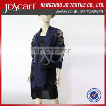 Super Quality Burnout Flower Pattern Silky Viscose Shawl Scarf photo-2