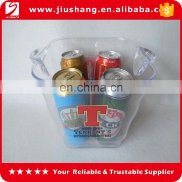 transparent square ice cooler bucket with two handles