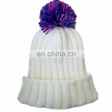 Custom Brand Logo Womens White Knitted Beanie Hat for Women photo-4