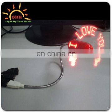 Programmed led light up portable usb message mini fan