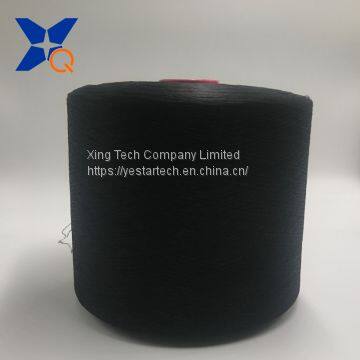 black carbon inside conductive nylon filaments 40D/6F(outer ring) interminging with black polyester DTY filaments 100D