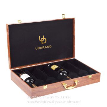 Factory custom luxury wooden wine box,Quality creative Wood Wine Box For 4 Bottles With Magnet Lock