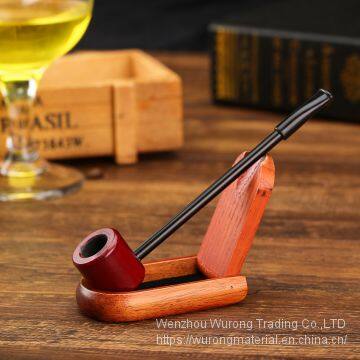 145mm Length Short Wooden Resin Long Tobacco Pipe With Mini Red Round Head and Thin Tube for Smoking photo-5