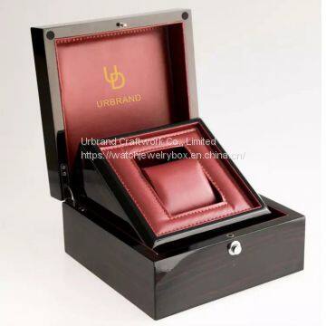 Classical Single Luxury Wooden Custom Logo Watch Packaging Gift Box Unique Jewelry Gift Watch Box