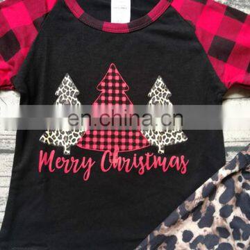 Christmas Baby Girl Clothing Set Christmas Tree Print Leopard Ruffle Pants Kids 2PCS Outfit Tops + Bell-bottomed Pant for 1-5T photo-5