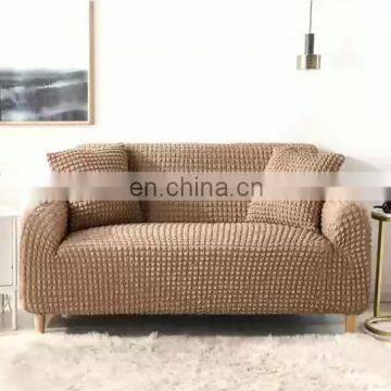 Amazon Hot Selling Custom Fashionable Beauty Seersucker Magic Solid Color Universal Elastic Stretchable Sofa Cover