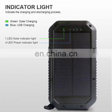 20000mah Large Capacity Wireless Solar Charger Power Bank With LED Light