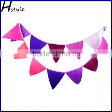 Purple Tone Felt Flag Buntings Wedding Birthday Party Decoration PLC004